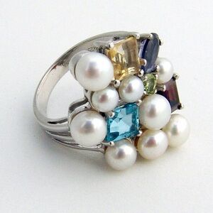 Ross Simmons Pearl and Gemstone Ring